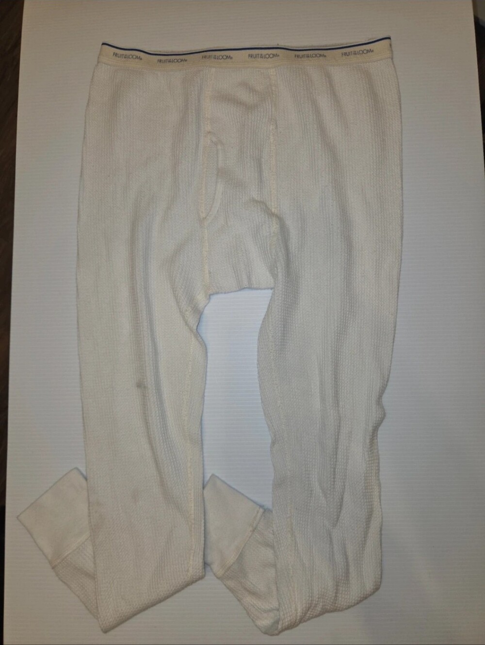 Vtg Fruit of the Loom Men's White Thermal Long Johns Vintage